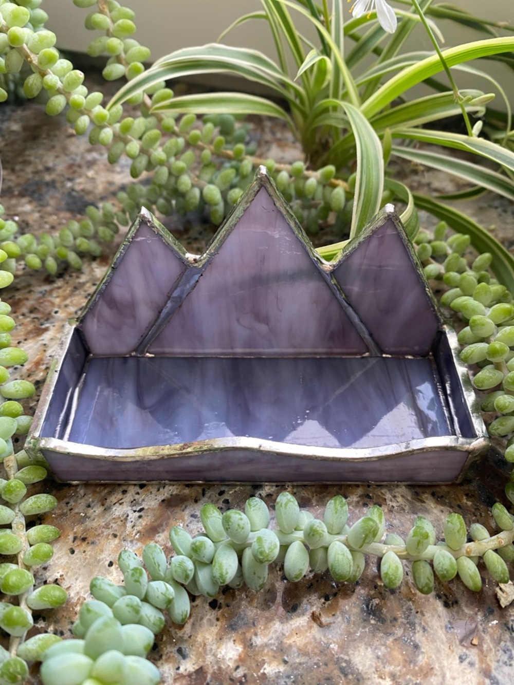 🪻Handmade🪻Stained Glass🪻Purple  Mountain Majesty Business Card Holder